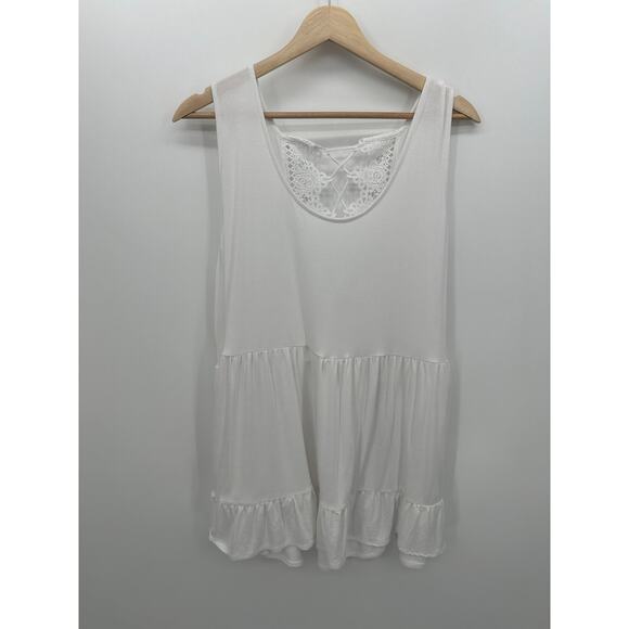 Torrid Womens White Super Soft Babydoll Tank Size 3X Crotchet Summer Boho - Picture 1 of 8